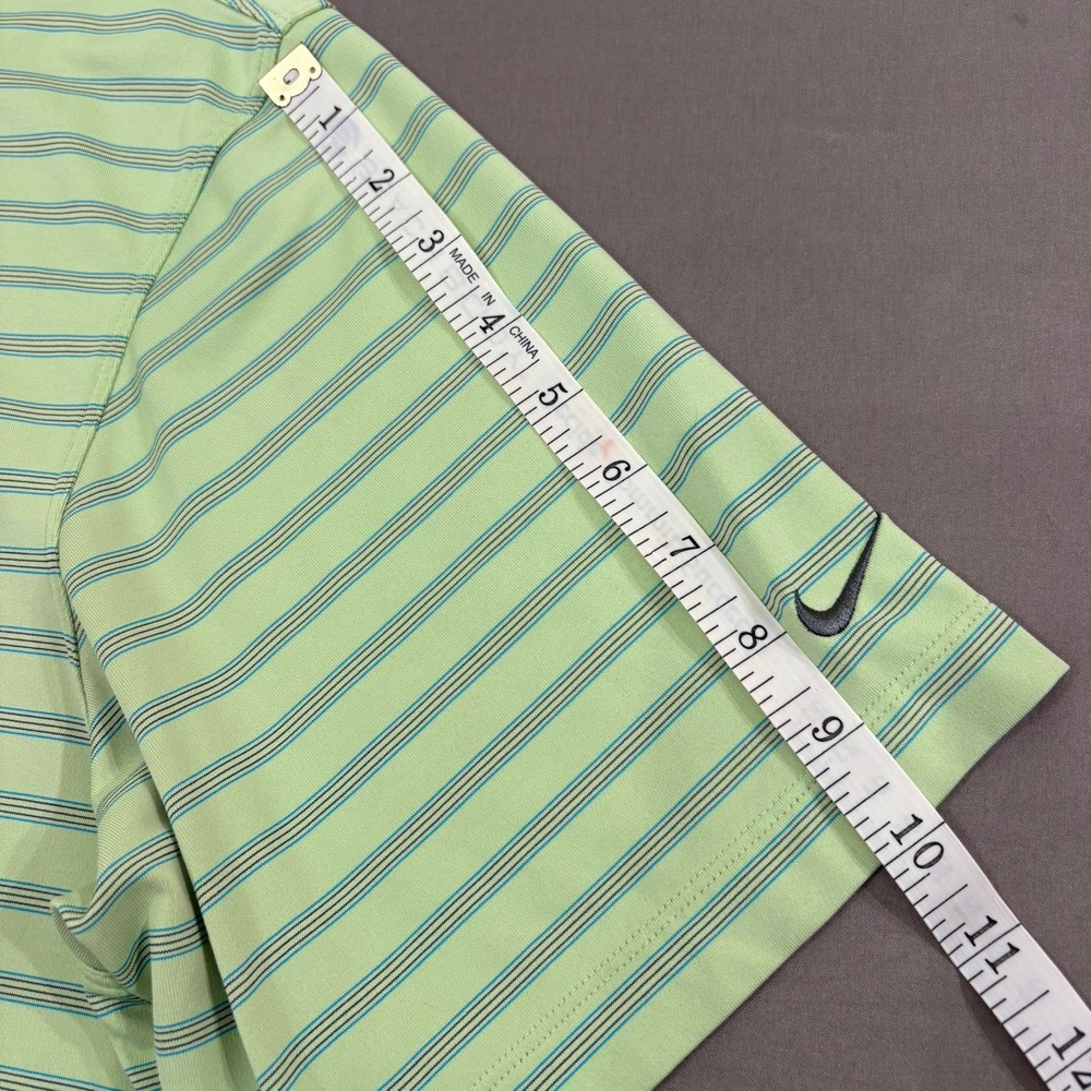Nike Dri Fit Mens Polo Shirt Size Large Green Stripe Golf Performance - Picture 7 of 12